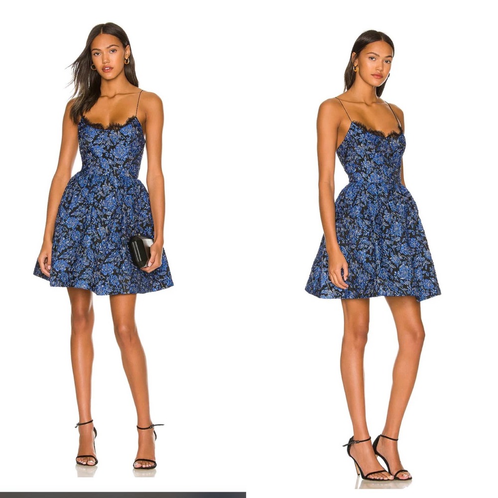Alice + Olivia Kendra Floral Mini Dress Blue 4